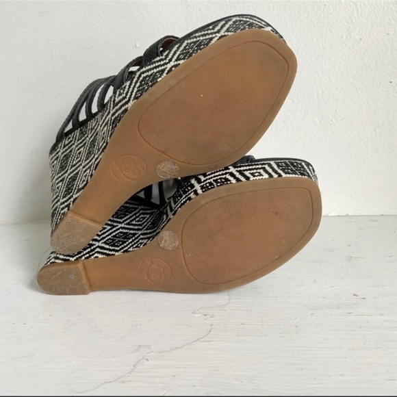 Lucky Brand Labelle' Caged Black And White Wedge Platform Sandal Size 8 1/2 - Picture 8 of 12